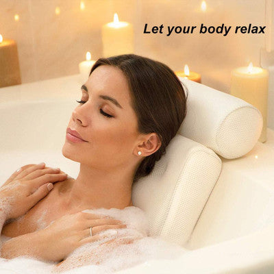 3D Mesh Bath Pillow with 6 Suction Cups