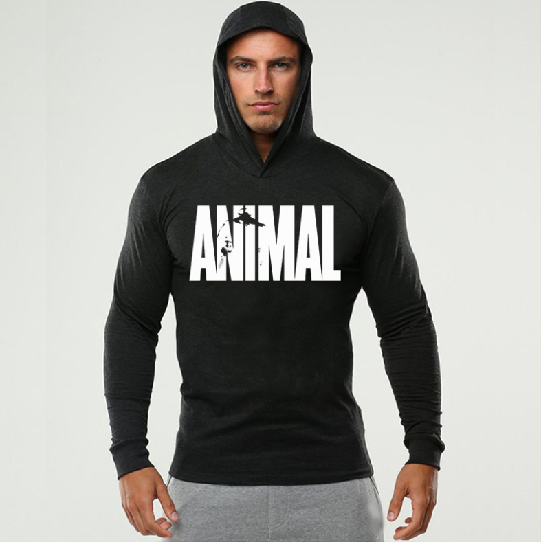 Men's Fitness Long Sleeve Hooded Sweatshirt