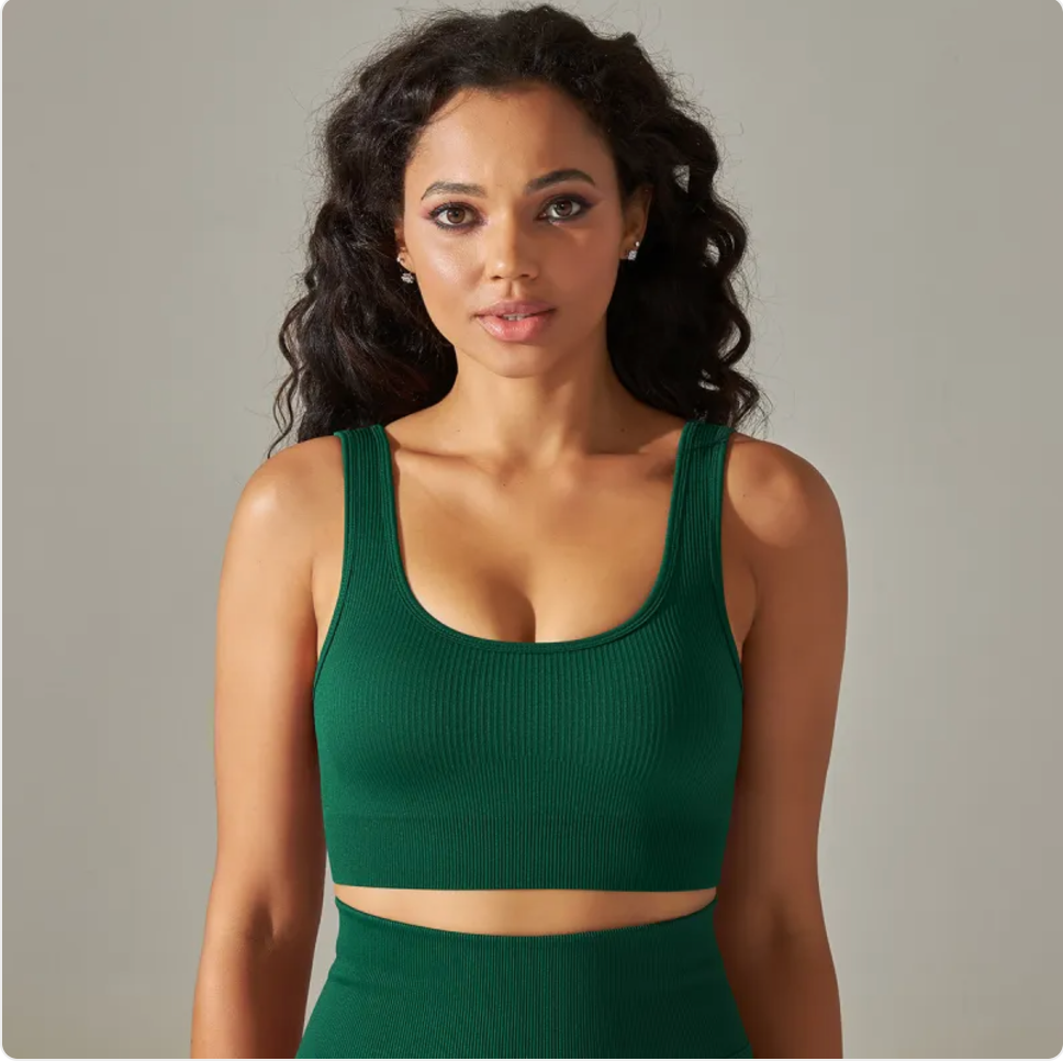 Seamless Knitted Sports Bra for Yoga & Fitness
